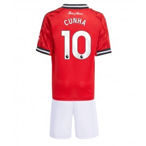 Fotbalové Dres Manchester United Matheus Cunha #10 Dětské Domácí Oblečení 2025-26 Krátký Rukáv (+ trenýrky)